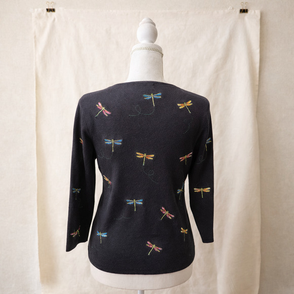 Lily Stanhope Dragonfly Sweater PM Cotton Cottagecore Vintage Whimsical Knit - Picture 2 of 13
